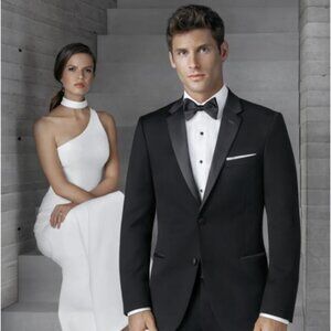 Mens Slim Fit Two Button Notch Tuxedo Black